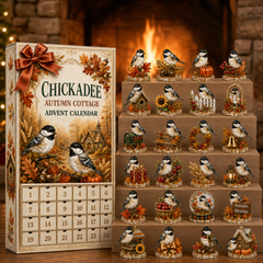 24-Day Chickadee Advent Calendar | Autumn & Winter Cottage Collectible Gift