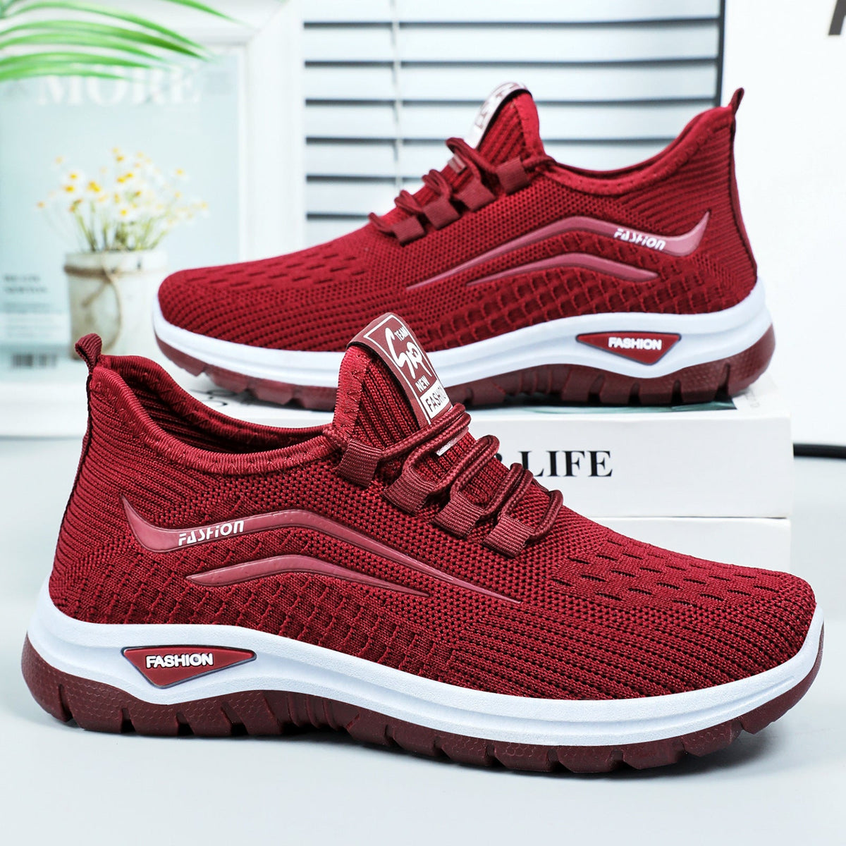 Women's Lightweight Knit Walking Sneakers – Breathable Everyday Shoes