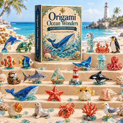 24-Day Origami Ocean Wonders Advent Calendar – 24 Collectible Ocean Figurines, A Magical Christmas Countdown Gift for Ocean Lovers