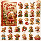 CHRISTMAS KICKOFF 40% OFF - Christmas Poodle Advent Calendar 2026 - 24-Day Festive Countdown, Acrylic Charms Blind Box - Gift For Poodle Lovers AC0HT261