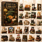 CHRISTMAS KICKOFF 40% OFF - Cozy Cat Library Advent Calendar 2026 - 24-Day Festive Countdown, Acrylic Charms Blind Box - Gift For Reading Lovers AC0HT430