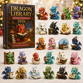 CHRISTMAS KICKOFF 40% OFF - Dragon Library Advent Calendar 2026 - 24-Day Festive Countdown, Acrylic Charms Blind Box - Gift For Dragon Lovers