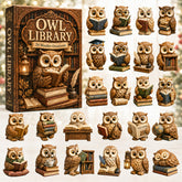 CHRISTMAS KICKOFF 40% OFF - Owl Library Advent Calendar 2026 - 24-Day Festive Countdown, Wooden Charms Blind Box - Gift For Owl Lovers AC0HT385