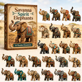 CHRISTMAS KICKOFF 40% OFF - Savanna Spirit Elephants Advent Calendar 2026 - 24-Day Festive Countdown, Wooden Charms Blind Box - Gift For Elephant Lovers AC0HT387