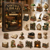 CHRISTMAS KICKOFF 40% OFF - Vintage Library Advent Calendar 2026 - 24-Day Festive Countdown, Acrylic Charms Blind Box - Gift For Reading Lovers AC0HT425