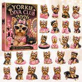 CHRISTMAS KICKOFF 40% OFF - Yorkie Diva Club Advent Calendar 2026 - 24-Day Festive Countdown, Acrylic Charms Blind Box - Gift For Yorkshire Terrier Lovers AC0HT275
