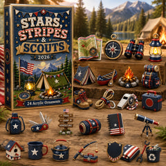 Stars Stripes Camping Advent Calendar 2026 - 24-Day Festive Countdown, Acrylic Charms Blind Box