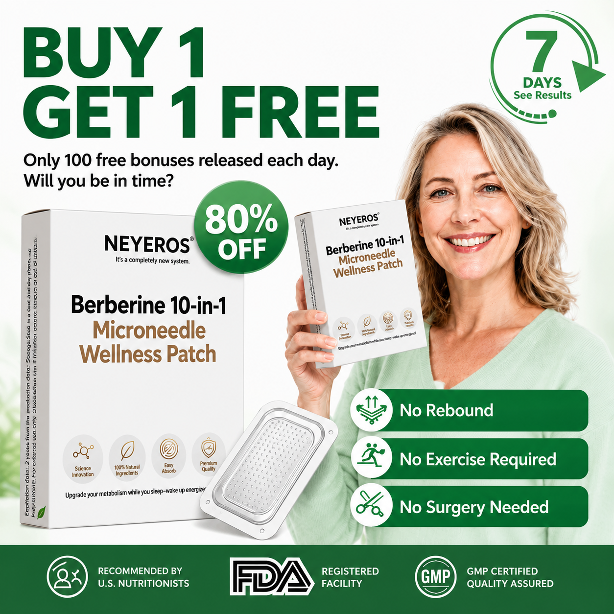 New 2026 Upgrade: NEYEROS® 10-in-1 Berberine Nano Microneedle Wellness Patch – Advanced Science-Backed Formula
