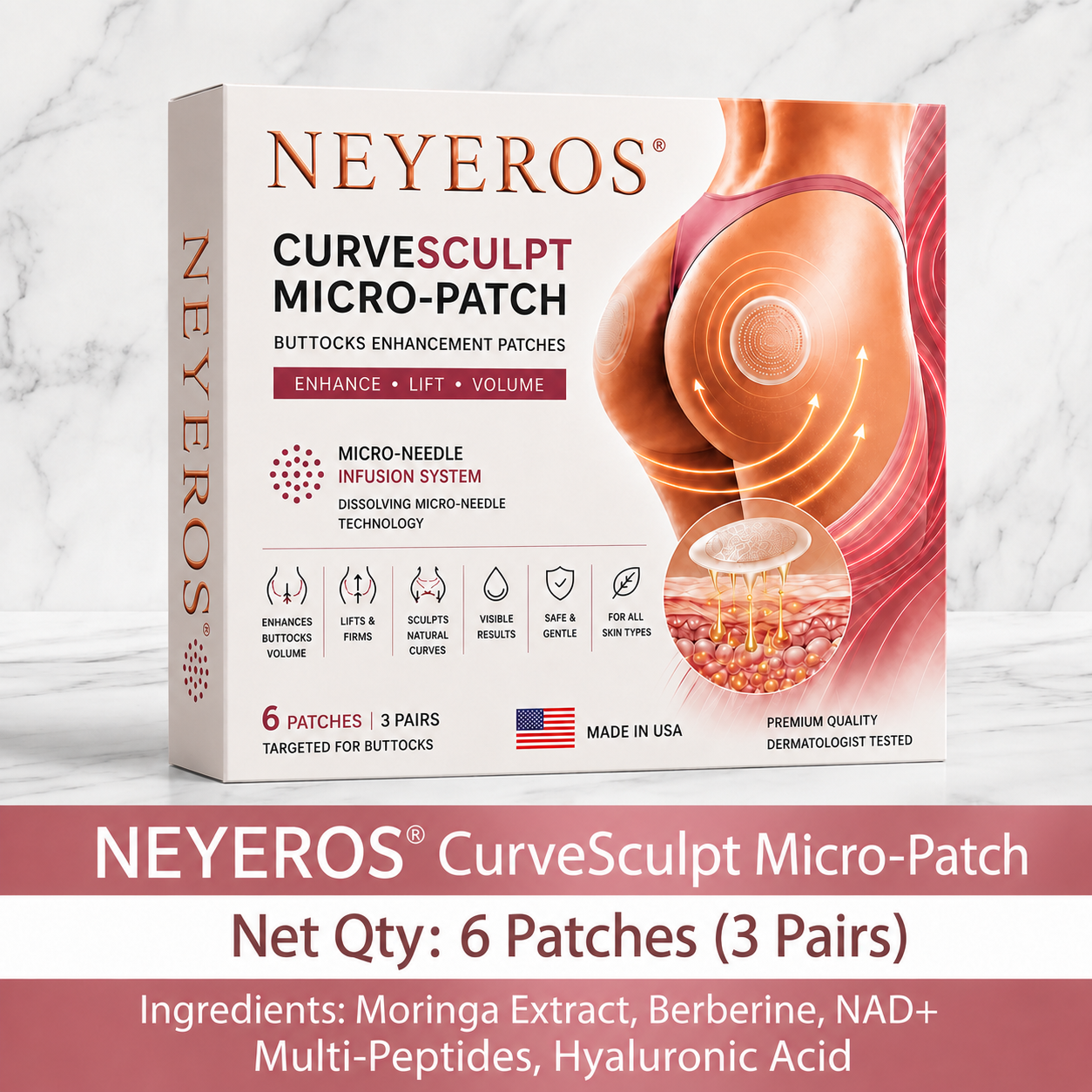 Neyeros® CurveSculpt Micro-Patch ✦ Sculpt • Firm • Smooth Lower Body Curves ✦ Micro-Needle Infusion System