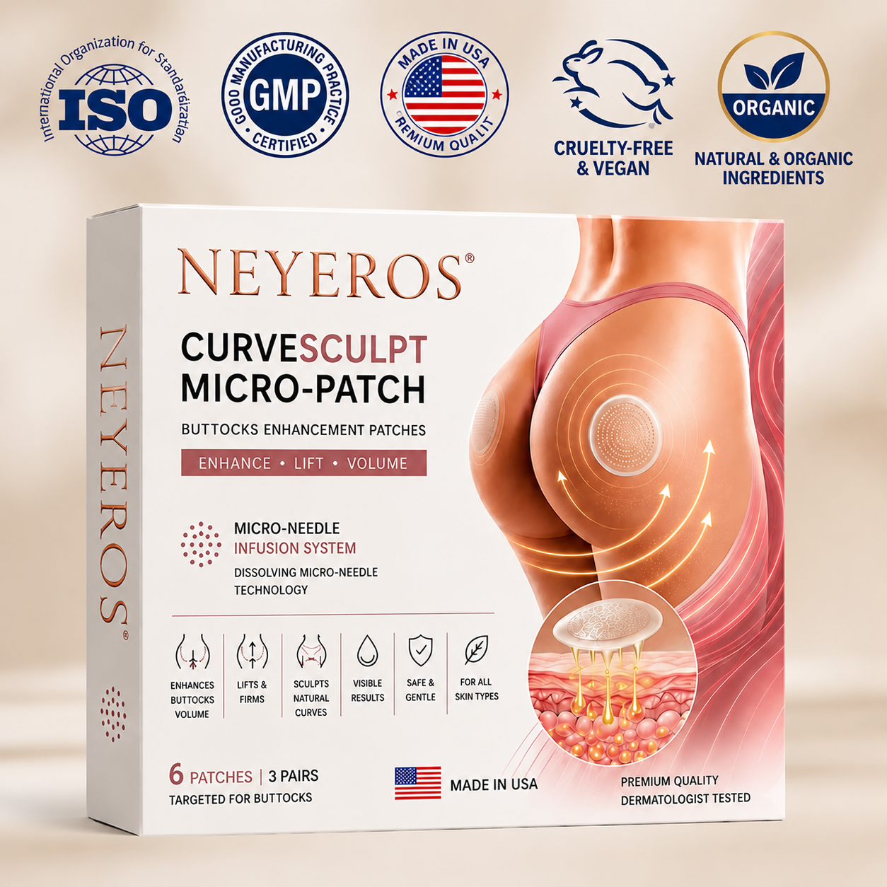 Neyeros® CurveSculpt Micro-Patch ✦ Sculpt • Firm • Smooth Lower Body Curves ✦ Micro-Needle Infusion System