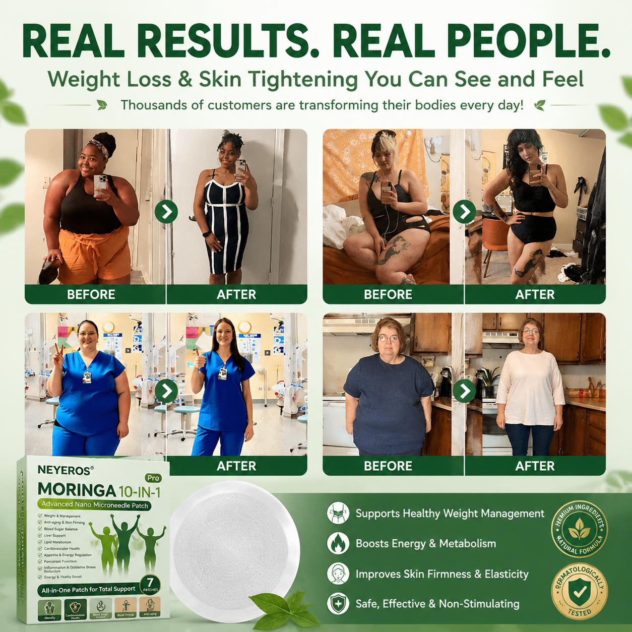 NEYEROS® | Herbal Extract 10-in-1 Slimming Night Repair Nano Micro Needle Patch – Advanced Care Adhesive Patch