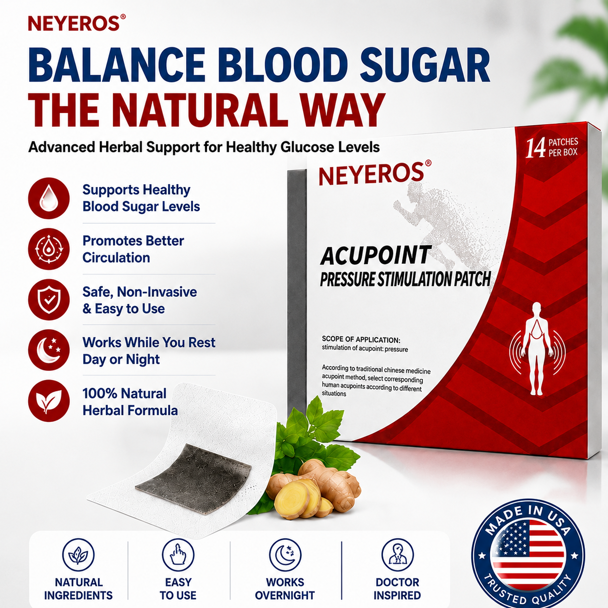 🩹NEYEROS® | Blood Sugar Support Foot Patches – Natural Overnight Acupoint Wellness Patches