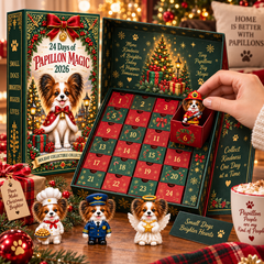 24 Days of Papillon Magic 2026 – 24-Day Christmas Countdown Calendar with 24 Unique Papillon Profession Miniatures, Holiday Collectible Gift for Dog Lovers