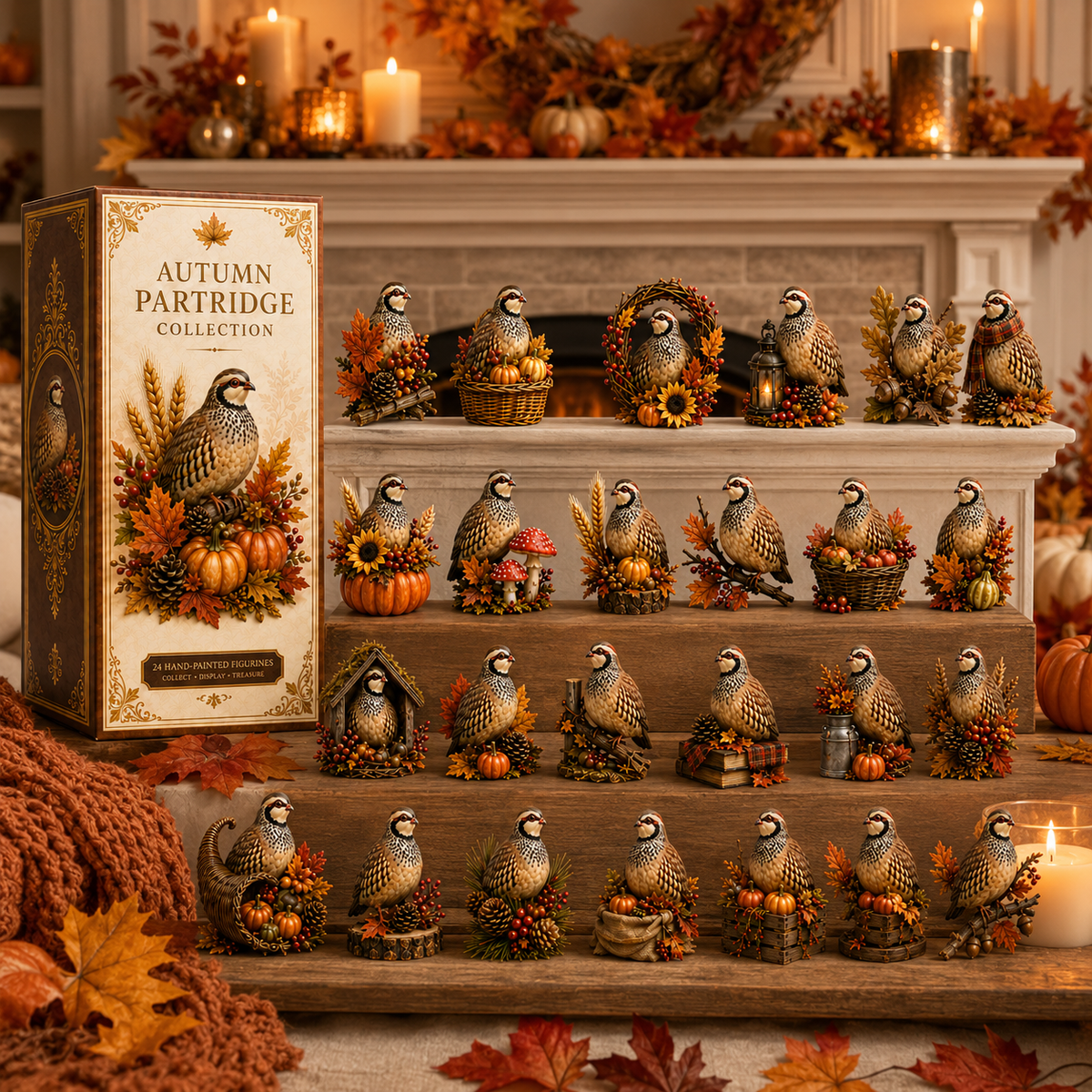 24-Day Partridge Advent Calendar | Hand-Painted Figurine Countdown Gift
