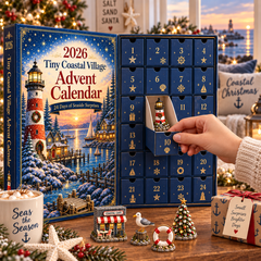 Tiny Coastal Village Advent Calendar 2026 – 24 Days of Seaside Surprises with 24 Unique Collectible Miniatures, Lighthouse & Harbor Christmas Gift for Coastal Lovers