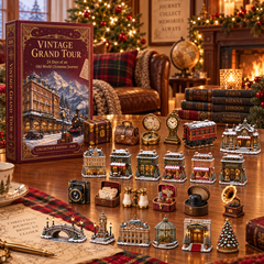 2026 Vintage Grand Tour 24-Day Countdown Calendar – 24 Unique Old-World Travel Miniatures, European Christmas Journey Collector’s Gift