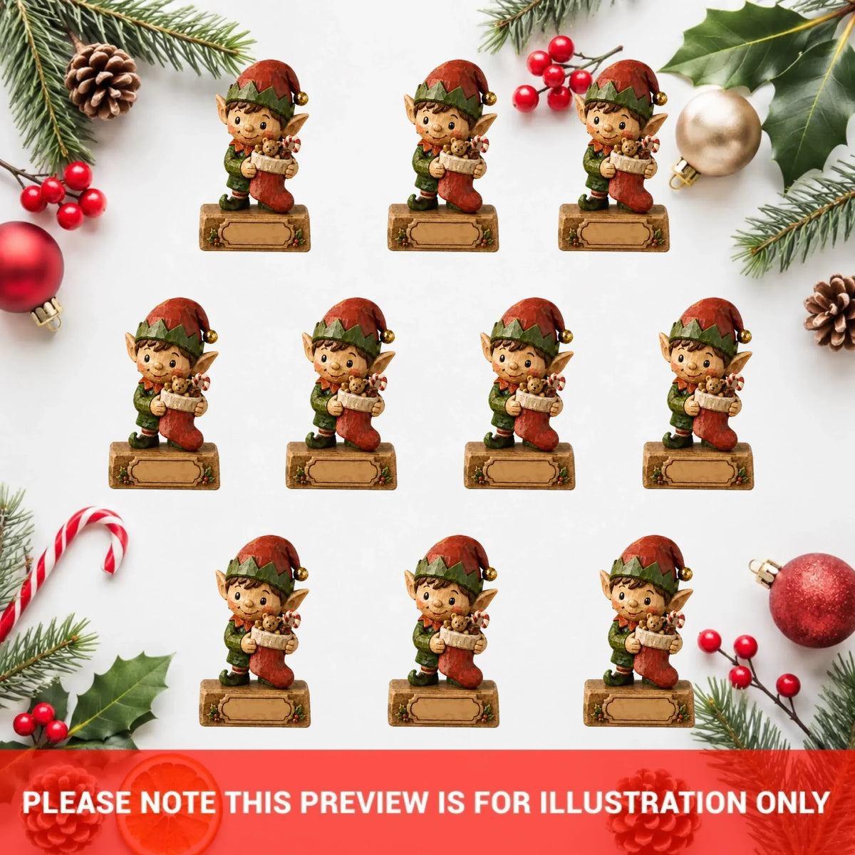 Personalized Elf Family Wooden Block - Custom Name Christmas Gifts for Shelf Decoration