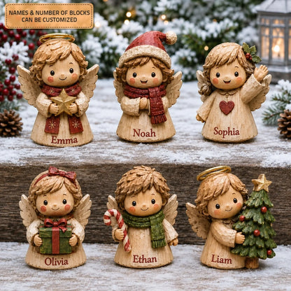 Personalized Christmas's Angle Wooden Block - Custom Name Christmas Gifts for Shelf Decoration