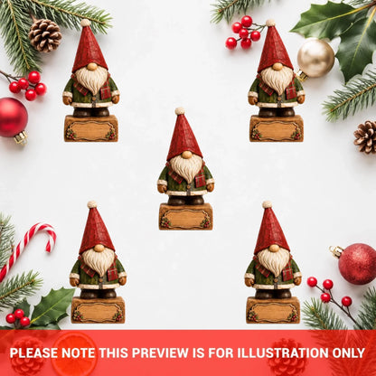 Personalized Gnome Family Wooden Block - Custom Name Christmas Gifts for Shelf Decoration