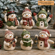 Personalized Snow Family Wooden Block - Custom Name Christmas Gifts for Shelf Decoration