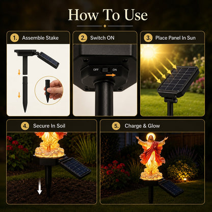 ✝️ Solar-Powered Illuminated Jesus Garden Statue | Automatic Halo Glow Outdoor Faith Decor for Gardens, Pathways & Prayer Spaces ✨