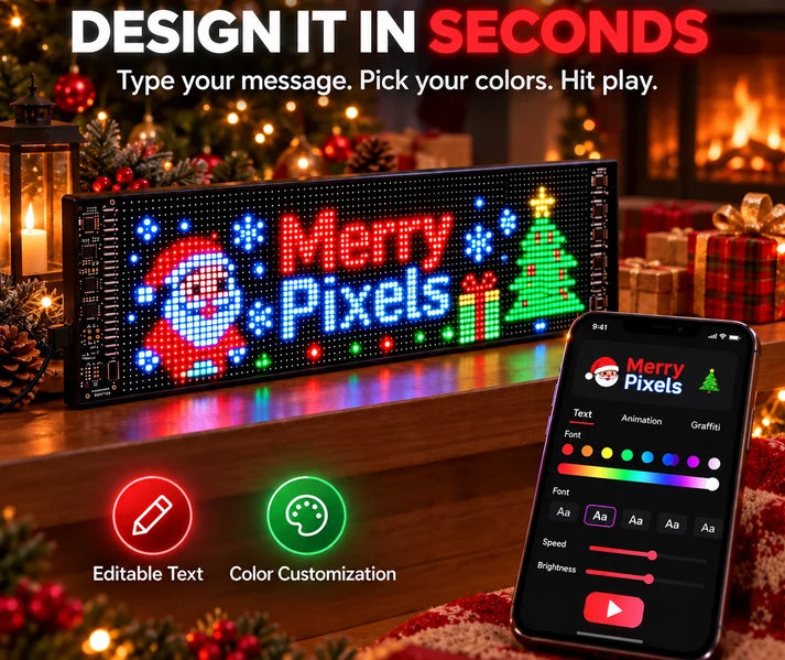 Merry Pixels Christmas LED display with mobile app