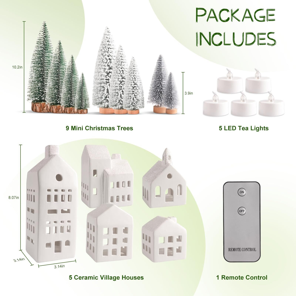 🎄✨Christmas Decorations - Christmas Village Sets of 5 Lighted Ceramic Houses🏡