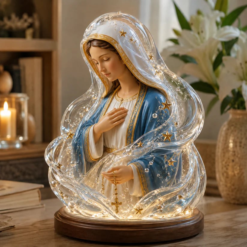 🔥LAST DAY 50% OFF - 🙏Our Lady of Starlight Illuminated Prayer Statue | Religious Decor & Faith Gift✨