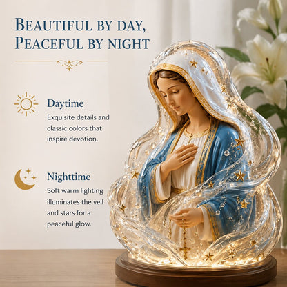 🔥LAST DAY 50% OFF - 🙏Our Lady of Starlight Illuminated Prayer Statue | Religious Decor & Faith Gift✨