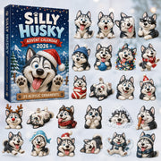 CHRISTMAS KICKOFF 40% OFF - Silly Husky Advent Calendar 2026 - 24-Day Festive Countdown, Acrylic Charms Blind Box - Gift For Husky Lovers