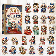 CHRISTMAS KICKOFF 40% OFF - 250th American Shih Tzu Advent Calendar 2026 - 24-Day Festive Countdown, Acrylic Charms Blind Box - Gift For Shih Tzu Lovers AC0HT273