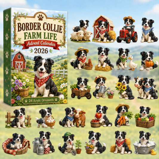 CHRISTMAS KICKOFF 40% OFF - Border Collie Farm Life Advent Calendar 2026 - 24-Day Festive Countdown, Acrylic Charms Blind Box - Gift For Border Collie Lovers AC0HT172