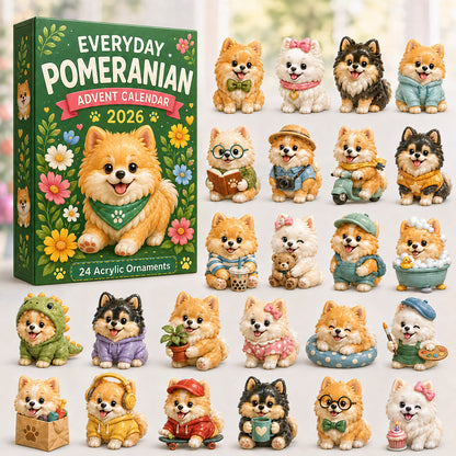 CHRISTMAS KICKOFF 40% OFF - Everyday Pomeranian Advent Calendar 2026 - 24-Day Festive Countdown, Acrylic Charms Blind Box - Gift For Pomeranian Lovers