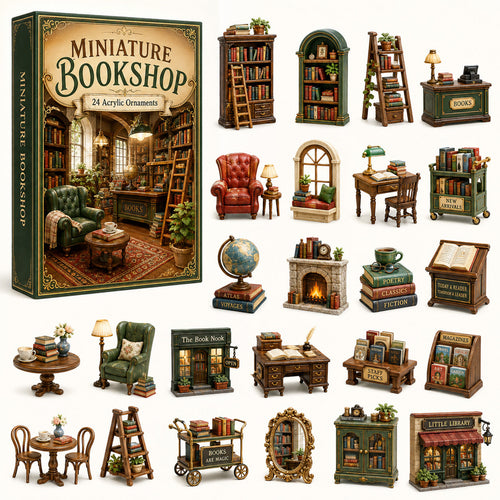 CHRISTMAS KICKOFF 40% OFF - Miniature Bookshop Advent Calendar 2026 - 24-Day Festive Countdown, Acrylic Charms Blind Box - Gift For Reading Lovers AC0HT427