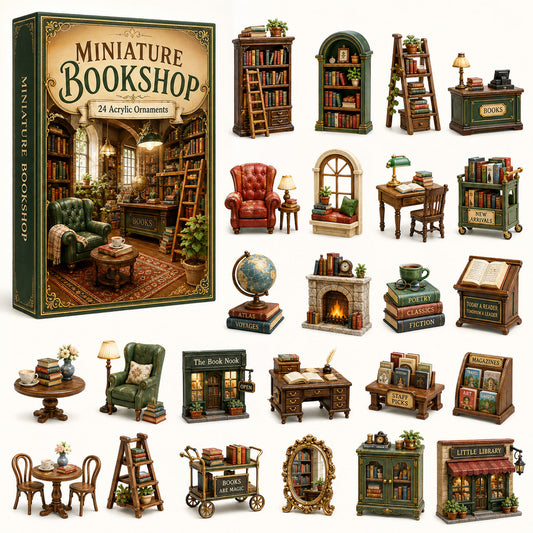 CHRISTMAS KICKOFF 40% OFF - Miniature Bookshop Advent Calendar 2026 - 24-Day Festive Countdown, Acrylic Charms Blind Box - Gift For Reading Lovers AC0HT427
