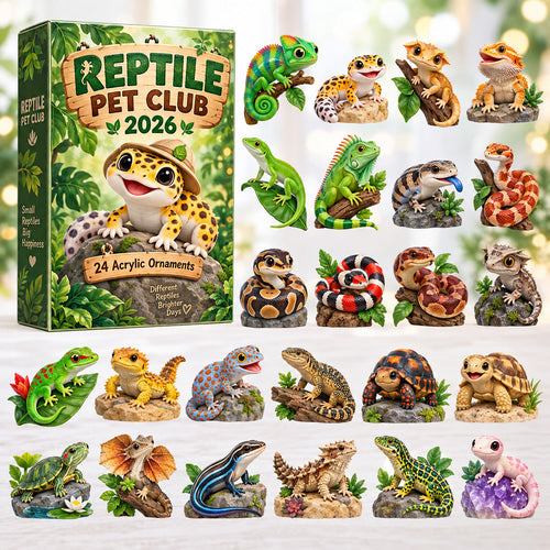 CHRISTMAS KICKOFF 40% OFF - Reptile Pet Club Advent Calendar 2026 - 24-Day Festive Countdown, Acrylic Charms Blind Box - Gift For Lizard Lovers AC0HT646
