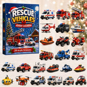 CHRISTMAS KICKOFF 40% OFF - Rescue Vehicles Advent Calendar 2026 - 24-Day Festive Countdown, Acrylic Charms Blind Box - Gift For Kids, Family & Friends