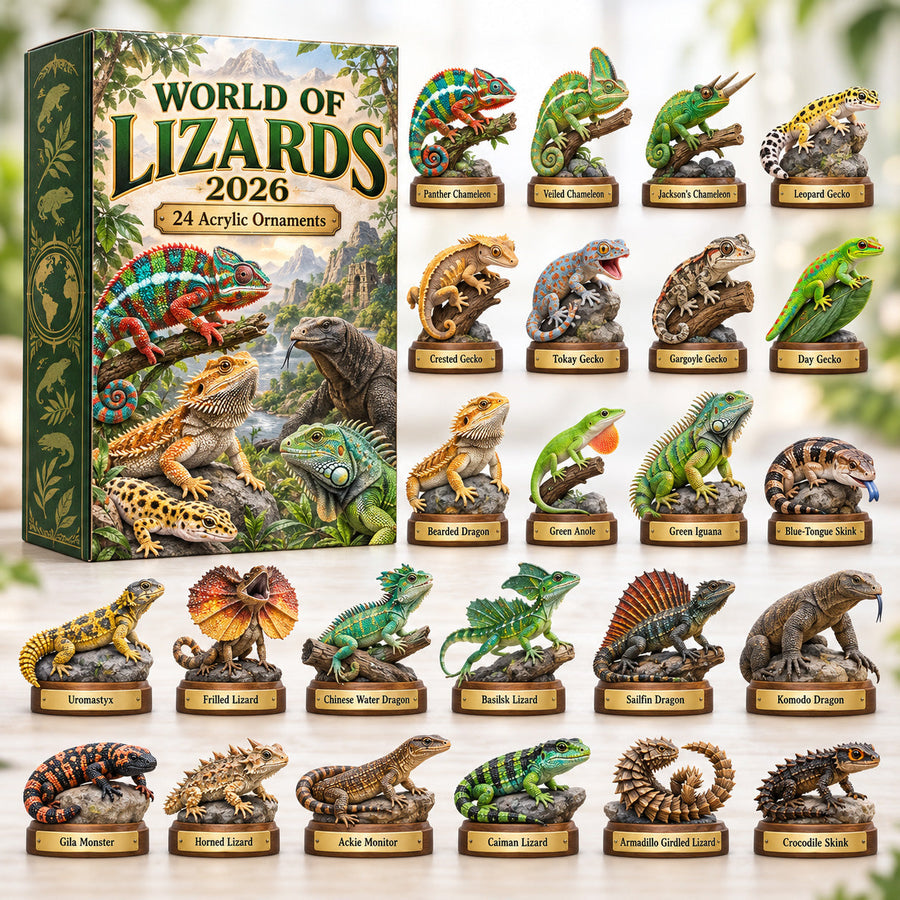 CHRISTMAS KICKOFF 40% OFF - World Of Lizards Advent Calendar 2026 - 24-Day Festive Countdown, Acrylic Charms Blind Box - Gift For Lizard Lovers AC0HT649