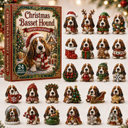 CHRISTMAS KICKOFF 40% OFF - Christmas Basset Hound Advent Calendar 2026 - 24-Day Festive Countdown, Acrylic Charms Blind Box - Gift For Basset Hound Lovers AC0NT011