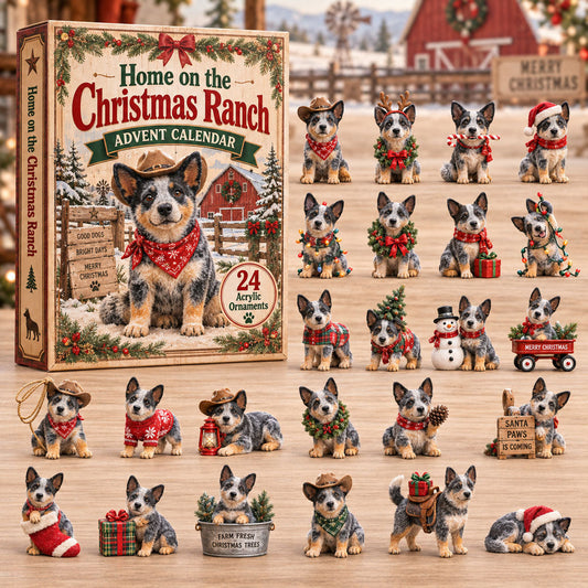 CHRISTMAS KICKOFF 40% OFF - Christmas Ranch Heeler Advent Calendar 2026 - 24-Day Festive Countdown, Acrylic Charms Blind Box - Gift For Dog Lovers AC0TH237