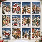 Cozy Winter Town Christmas Cards Assortment, Set of 12 - Holiday Greeting Cards GC0TL019