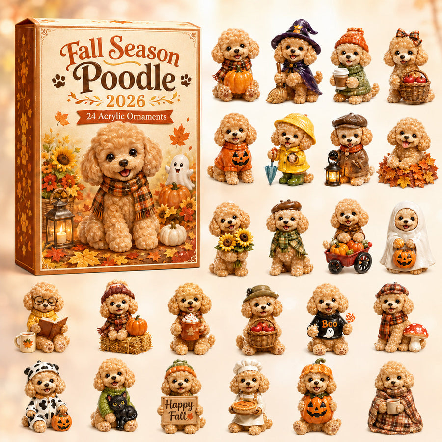 FALL SEASON KICKOFF 40% OFF - Fall Season Poodle Advent Calendar 2026 - 24-Day Festive Countdown, Acrylic Charms Blind Box - Gift For Poodle Lovers AC0HT265