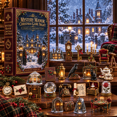 Mystery Manor Christmas Game Night 2026 – 24 Nights of Christmas Clues Countdown Calendar with 24 Unique Collectible Miniatures, Vintage Manor Mystery Gift for Puzzle & Game Lovers