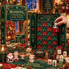 Mahjong Christmas Game Night 2026 – 24-Day Holiday Tile Treasures Countdown Calendar with 24 Unique Collectible Miniatures, Festive Gift for Mahjong Lovers & Family Game Nights