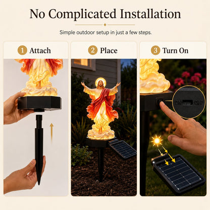 ✝️ Solar-Powered Illuminated Jesus Garden Statue | Automatic Halo Glow Outdoor Faith Decor for Gardens, Pathways & Prayer Spaces ✨