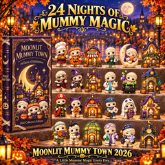 2026 Moonlit Mummy Town Halloween Advent Calendar – 24 Adorable Mummy & Village Collectibles in a Deluxe Gift Box