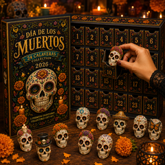 Dia de los Muertos 24-Day Advent Calendar – 24 Collectible Sugar Skull Figurines, Premium Day of the Dead Countdown Gift Set for Collectors & Holiday Lovers