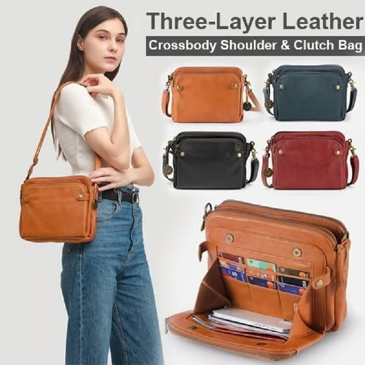 🔥LAST DAY 49% OFF- Three-Layer Leather Crossbody Shoulder Bag