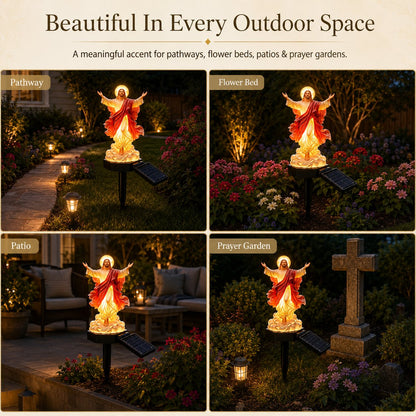 ✝️ Solar-Powered Illuminated Jesus Garden Statue | Automatic Halo Glow Outdoor Faith Decor for Gardens, Pathways & Prayer Spaces ✨