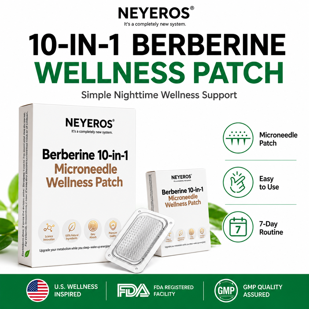 New 2026 Upgrade: NEYEROS® 10-in-1 Berberine Nano Microneedle Wellness Patch – Advanced Science-Backed Formula